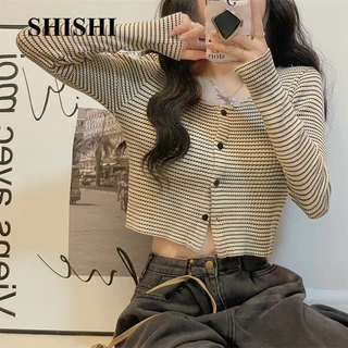 SHISHI Áo Len áo khoác cardigan phổ biến Hàn Phong hàn quốc Thời trang A21K0G8 4Z240126