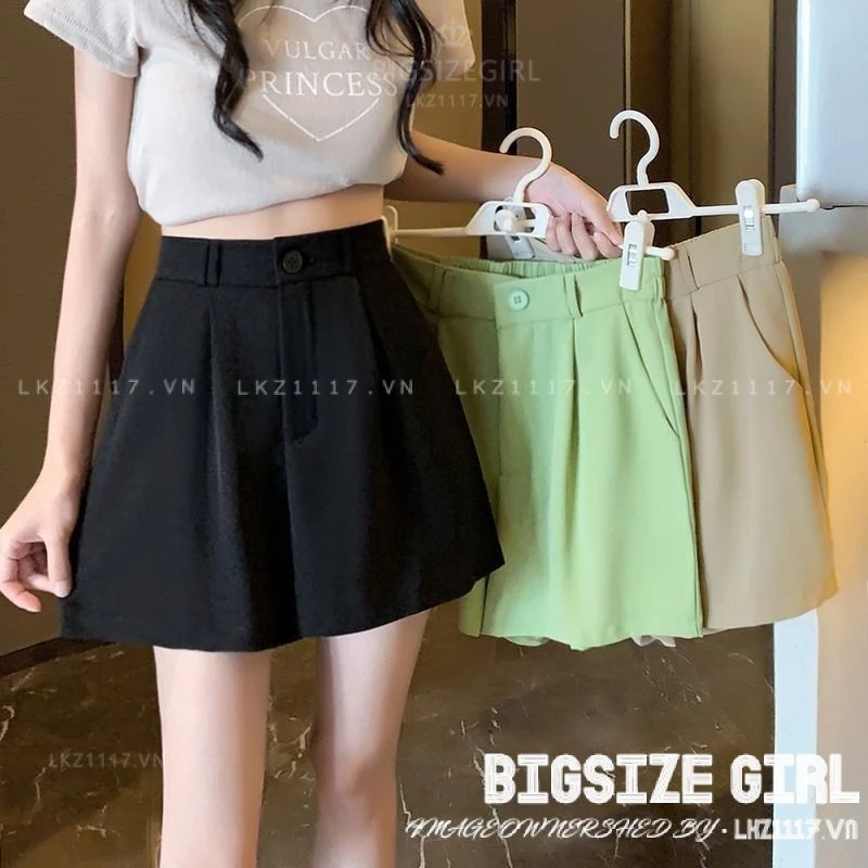 quần short nữ quần đùi Bigsize quần ống rộng nữ lưng cao cạp cao chữ a trơn mùa hè Phong cách Hàn Quốc Thời Trang tiểu thư cá tính xinh đẹp cho người mập béo