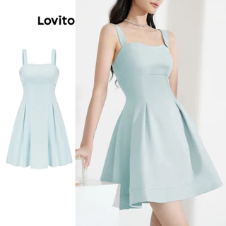 Đầm Lovito xếp ly màu trơn phong cách thanh lịch cho nữ L80ED298