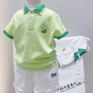 Áo sơ mi POLO Bé trai /100% Cotton Trẻ Em Nam Nữ Trung Nhỏ Trẻ Em Mùa Hè 2023 Hoạt Hình Mới Màu Trơn Thoáng Khí Nhanh Khô Ve Áo POLO Tay Ngắn Top