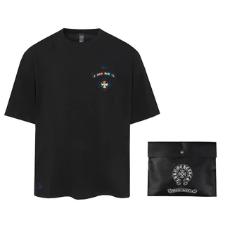 Chrome Hearts CH Xu hướng thời trang Áo thun ngắn tay thêu màu Phạn cho nam và nữ KTYE5