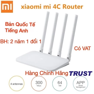 [Bản Quốc Tế] Router Wi-Fi Xiaomi Chuẩn N Tốc Độ 300Mbps  R4CM - Mi Router 4C - 4 ăng ten ngoài -BH 2 năm 1 đổi 1