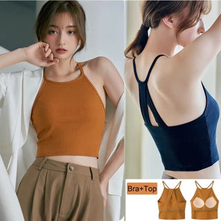 Áo ngực nữ Áo ngực mỏng vừa vặn có đệm ngực, áo Crop Top một mảnh