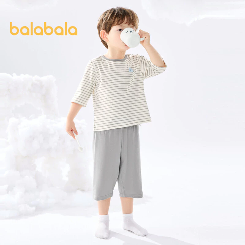 Balabala Bộ Đồ Ngủ Tay Ngắn Chất cotton Mỏng Nhẹ Thoáng Khí Thời Trang Mùa Hè Cho Gia Đình