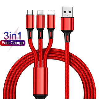 Cáp dữ liệu dệt 1,2m Cổng USB Nhiều cáp sạc Micro USB Type C 3In1 cho cáp sạc USB Ios / Android / Type-C
