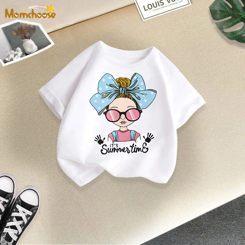 Momchoose Áo thun ngắn tay trẻ em mùa hè mới dành cho bé trai và bé gái Áo cổ tròn thời trang cho bé nửa tay cotton