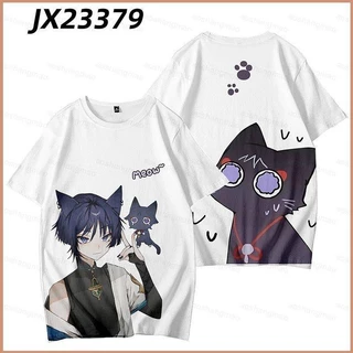 Genshin Tác Động Anime Wanderer Áo Thun Nữ Tay Ngắn Unisex Top Bông Tai Kẹp Cosplay Kunikurushi Tee Áo Sơ Mi Thời Trang Plus Kích Thước