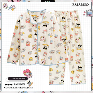 Bộ đồ ngủ Sanrio  Bông nguyên chất  Mẫu mới  Dễ thương Hoạt hình   pijama