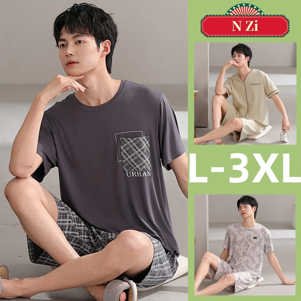 Bộ Đồ Ngủ Nam Modal Plus Kích Thước Bộ Đồ Ngủ Cotton Mùa Hè Tay Ngắn Đồ Ngủ Người Thoáng Khí Loungewear Mỏng