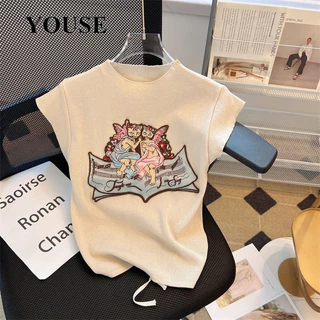 YOUSE Áo Len áo khoác cardigan Korean Đơn giản Cổ điển Fashion WMY24204LO 6Z240206