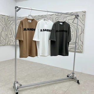 [Sr-studio] Jil SANDER 2024ss Phong Cách Mới Vải Trọng Lượng Cao Nam Nữ Cùng Phong Cách Rời Melade Cổ Tròn Áo Thun