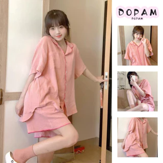 Ins Đơn Giản Cardigan Quần Short Tay Ngắn Bộ Đồ Ngủ Nữ Mùa Hè Mới Thường Ngày Và Thoải Mái Quần Áo Gia Đình