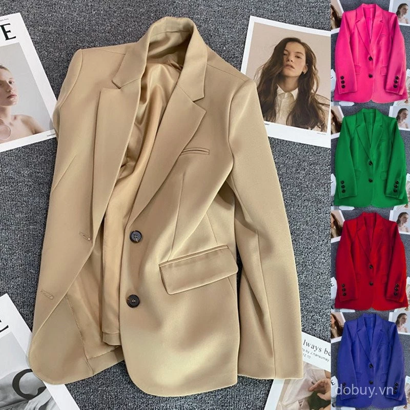 Áo khoác blazer trắng nhạt cho phụ nữ, mùa xuân và thu 2025, phong cách đường phố thanh lịch, áo khoác vest nữ nhỏ nhắn