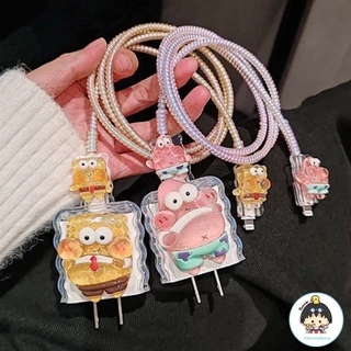 Vỏ Bảo Vệ Hộp Sạc Nhanh Bằng Silicon Hình Spongebob Cho IPhone 11 12 13 14 18W-20W