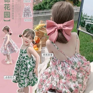 [Sẵn Sàng] Quần Áo Trẻ Em Phong Cách Mới Bé Gái Phong Cách Hàn Quốc Thời Trang Bé Gái Sling Đầm Hoa Trẻ Em Đầm Công Chúa Mùa Hè
