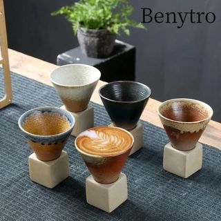 Benytro Cốc Cà Phê Gốm, Có Đế Retro Hình nón Trà, Quà Tặng Thô Gốm Kéo Flowe Cốc Sứ Nhà