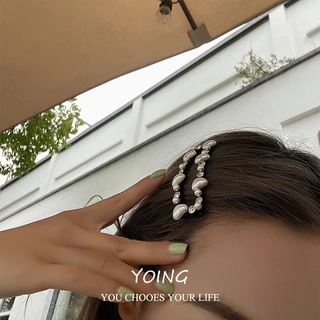 Yoing / phiên bản hàn quốc Love Pearl Nhấp Nháy Kim Cương Tóc Bên Influencer Nổ Kẹp Mũ Đội Đầu Nữ