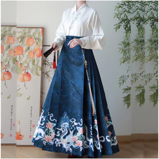 Moshengge Original Ming Made Hanfu [Yuehushenglian] Phong Cách Trung Hoa Máy Bay Tay Áo Mặt Ngựa Váy Nữ Hàng Ngày