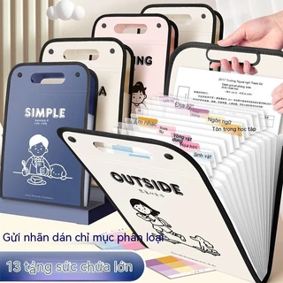 Túi đựng tài liệu Kapa Bear A4 Túi đựng đồ cầm tay xách tay kiểu dọc 13 lớp sức chứa lớn Túi đựng tài liệu