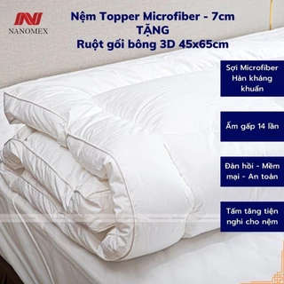 Nệm topper lông vũ nhân tạo BoTaNa dày 7cm bông Microfiber Hàn Quốc cao cấp tiêu chuẩn khách sạn, siêu ấm, siêu đàn hồi