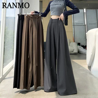 RANMO quần ống rộng Quần Túi Hộp Thanh lịch comfortable casual Korean WFK241065Q 8Z240223