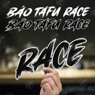Combo 2 tem chữ logo TAFU RACE BÁO decal dán xe trắng đen dán trang trí xe máy sticker nhựa chống thấm nước cao cấp
