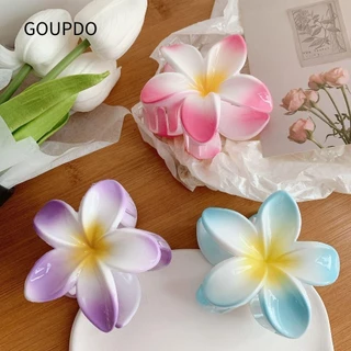 GOUPDO Vuốt Tóc, Kẹp Cá Mập Plumeria Hình Hoa Kẹp Tóc, Phụ Kiện Tóc Bohemian Tạo Kiểu Nhựa Dễ Thương Kẹp Tóc Nữ