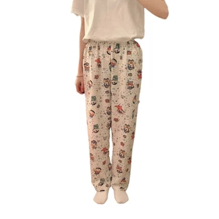 Quần Dài Hoạt Hình Nữ Quần Pyjama Quần Ống Rộng Pyjama Quần Nữ Quần Rời Mùa Hè Có Thể Mặc Bên Ngoài Phong Cách Mới Shin-Chan Đi Bộ Cur