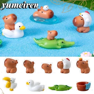 Yumeiren Bức tượng Capybara thu nhỏ, Tượng Capybara hoạt hình bằng nhựa nhiều màu, Cây cảnh thủ công DIY Trang trí nhà búp bê Động vật nhỏ Lễ hội tiệc