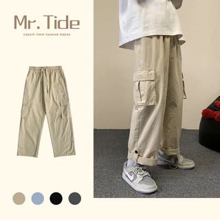 Quần Túi Hộp Nam Thời Trang Hiphop Quần Ống Rộng Màu Trơn Quần hộp nam Trắng Quần Cargo pants Phối Nhiều Túi Phong Cách Hàn Quốc Quần Nam