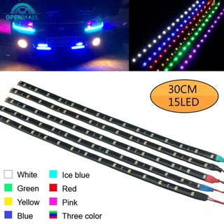 Openmall 30cm 15 LED Chống Nước Linh Hoạt Dải Ô Tô Ánh Sáng Động Cơ Thanh Dây Chạy Ban Ngày H9R7