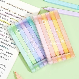 Set 6 bút đánh dấu Highlight 2 đầu COLOR tone Pastel  - ChanBe Store