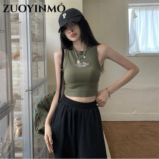 ZUOYINMO áo croptop Áo 2 dây áo ba lỗ Thời trang hàn quốc Thông thường thông thường phong cách trendy WBX2430TJF 13Z240329