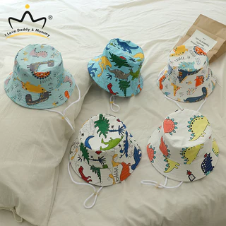 Nón Bucket Chất Liệu Cotton In Họa Tiết Khủng Long Hoạt Hình Thời Trang Mùa Hè Cho Bé