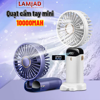 Quạt cầm tay mini gấp gọn 10000MHA Xoay 90 độ Điều chỉnh gió 5 tốc độ có hương liệu