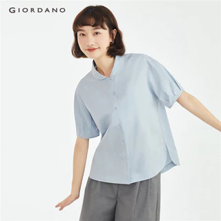 GIORDANO WOMEN 100% Cotton peter pan collar puff sleeve shirt 18344204