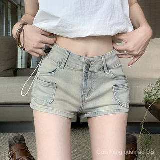 Mỹ Hot Girl Retro Đau Khổ Gợi Cảm Siêu Ngắn Quần Short Hip-Hugger Quần Jean Nữ Thiết Kế Mùa Hè Quần Nóng Quần Ngắn