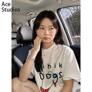 Ace Studios áo phông áo thun nữ croptop baby tee INS Vintage Phong cách Thời trang WTX24209Z3 8Z240223