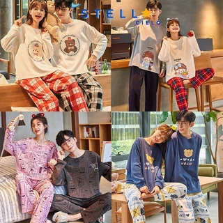 Pijama Bộ Đồ Ngủ Cặp Đôi Quần Áo Đôi Nam Nữ Dài Tay Mặc Ở Nhà Vải Cotton Mùa Xuân Thu Đông Đi Chơi