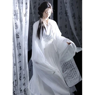 0312 Hanfu Thẳng Siêu Cổ Tích Trọn Bộ Ngụy Tấn Võ Thuật Phong Cách Cổ Trang Phục Nữ Tay Rộng Cổ Tích Váy Cổ Tích Thanh Lịch Eo Dài Ảnh Trung Quốc Ethn