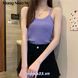 Xiang NIAN NI Camisole Hot Girl Mùa Hè Hàn Quốc Màu Trơn Áo Khoác Ngoài Slim Top Đơn Giản Kích Thước Lớn Nữ Đáy Áo Sơ Mi