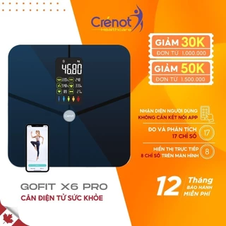 Cân điện tử sức khoẻ thông minh cao cấp Crenot Gofit X6 Pro đo 17 chỉ số cơ thể inBody mini phân tích cân nặng mỡ y tế