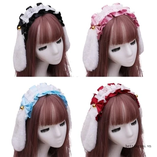 ۞ ۞ * Vòng buộc tóc ngọt ngào đáng yêu Người giúp việc Cosplay Băng đô Lolita Ren sang trọng Tai thỏ chuông Mũ nón Phụ kiện tóc nơ cho