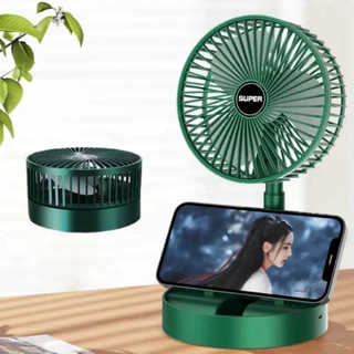 Quạt tích điện để bàn mini gấp gọn có thể kéo dài 3 tốc độ gió xoay 360 cổng sạc usb tiện dụng