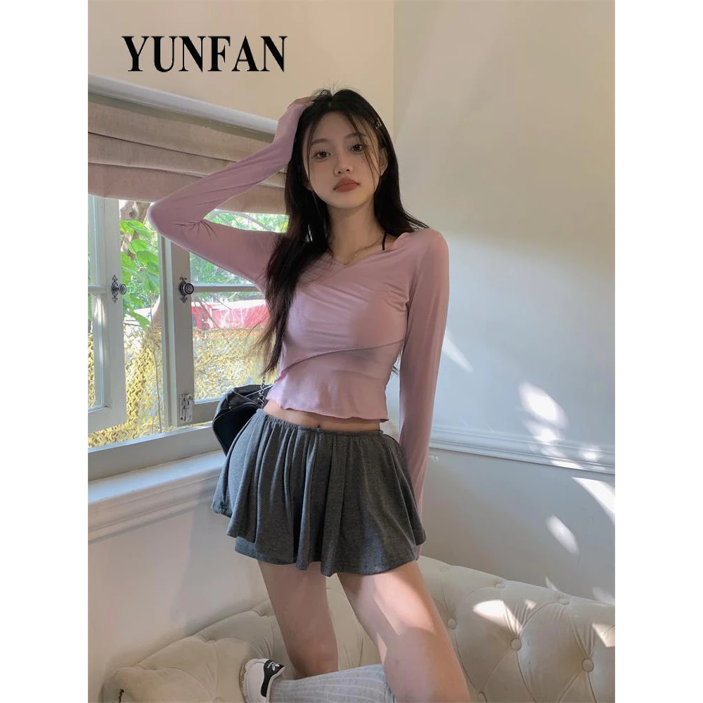 YUNFAN áo phông áo thun nữ croptop baby tee Fashion Fashion Thời trang Phong cách WCS2430BB4 13Z240329