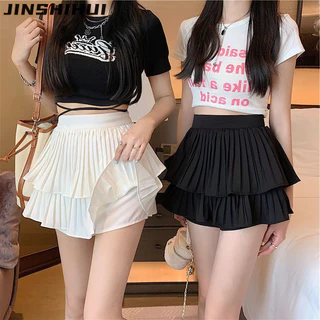 JINSHIHUI váy Chân váy thời trang váy nữ Stylish Minimalist Phong cách Fashion WSQ24408UV 15Z240407