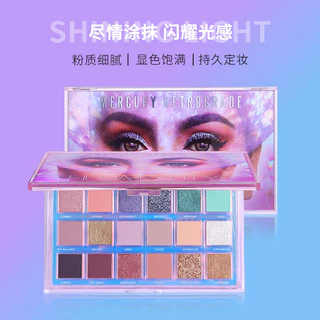 Bảng phấn mắt Huda Beauty Mercury Retrograde 18 màu để sửa đổi tông màu da dễ tô màu không dễ phai cải thiện làn da bảng phấn mắt ba chiều tự nhiên