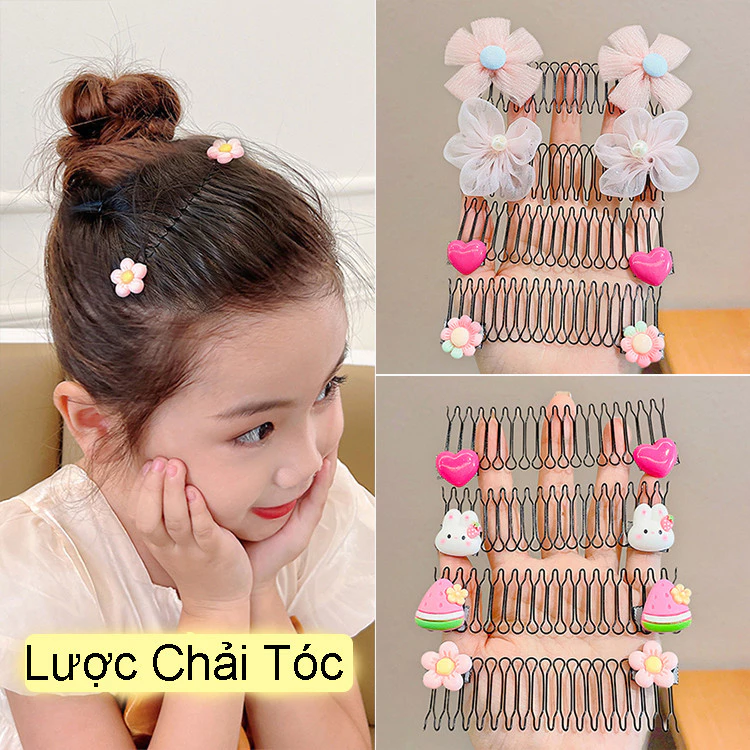 Kid Dài Chèn Lược Tóc Gãy Tóc Dụng Cụ Phân Loại Tóc Kéo Cô Gái Đầu Lưng Thìa Lược Nữ Mũ Chèn Lược