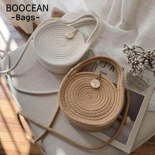 BOOCEAN Túi đeo vai tròn Bohemian Handmade Túi đi biển