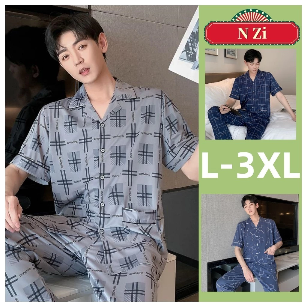 Đồ Ngủ Bộ Đồ Ngủ Nam Cotton Bộ Đồ Ngủ Mùa Hè Plus size Người Tay Ngắn Màu Trơn Rời Loungewear Quần Áo Ngủ Mỏng L-3XL